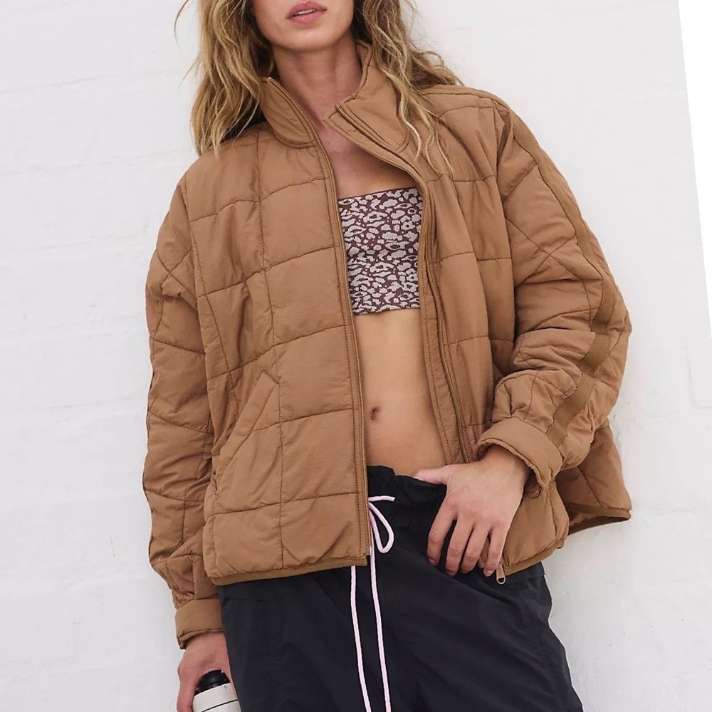 Free People Movement Pippa Packable Puffer Jacket Twig Brown Size XS NWT